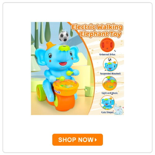 ADKD Elephant Musician Toy – Walking Drum Playing Toy ADKD Elephant Musician Toy – Walking Drum Playing Toy