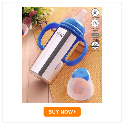 Babyhug Stainless Steel Feeding Bottle with Twin Handles Babyhug Stainless Steel Feeding Bottle with Twin Handles