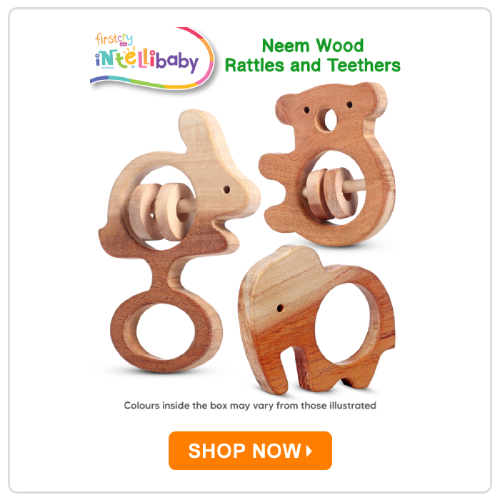 Intellibaby Premium Neem Wood Jungle Theme Baby Rattles & Teether Set Intellibaby Premium Neem Wood Jungle Theme Baby Rattles & Teether Set