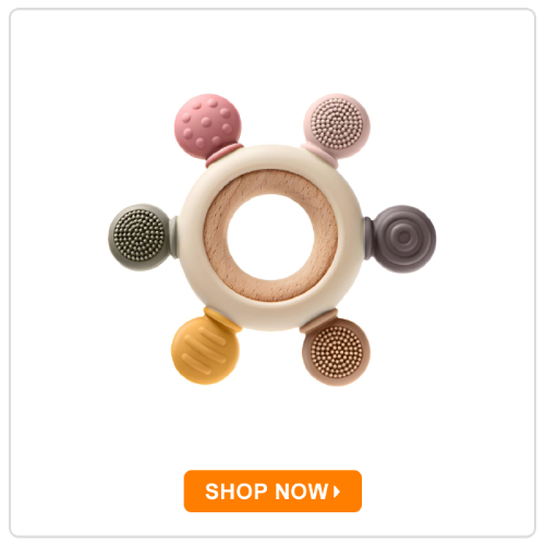 Vellique Baby Teether with Wooden Ring and Silicone