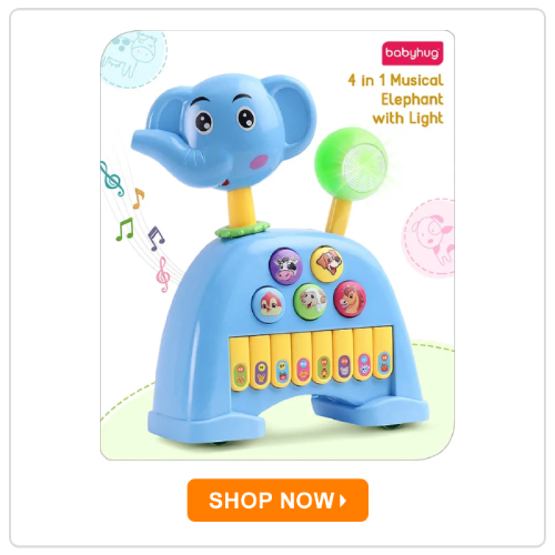Babyhug Musical Light & Sound Elephant Piano