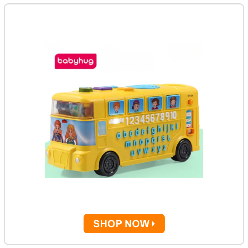 Babyhug Premium Musical Activity Yellow School Bus for Kids