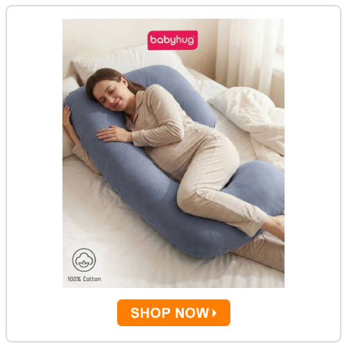 Babyhug 100% Cotton Flexible & Supportive U Shape Maternity Pillow