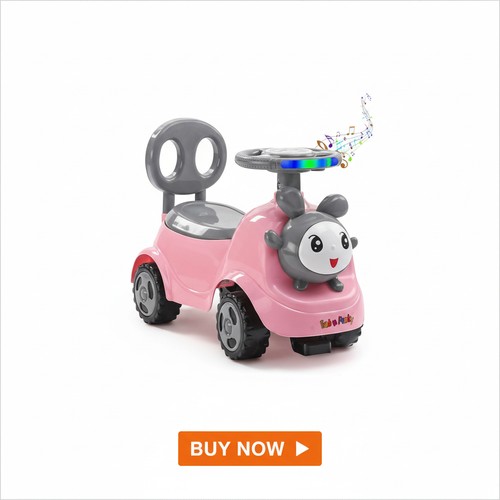 Baby Panda Deluxe Ride-On with LED Lights & Music and Under Seat Storage - Pink & Grey image