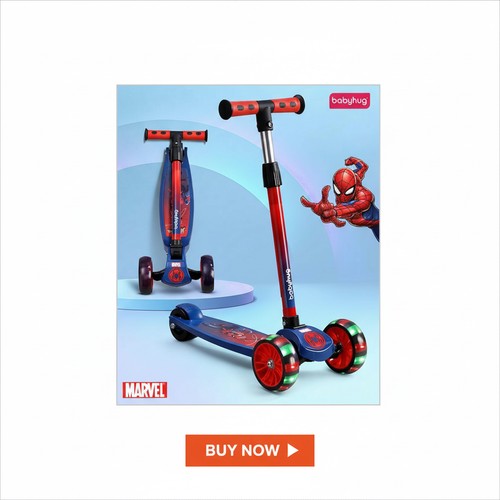 Babyhug Marvel Spider Man Kids 3 Wheel Scooter