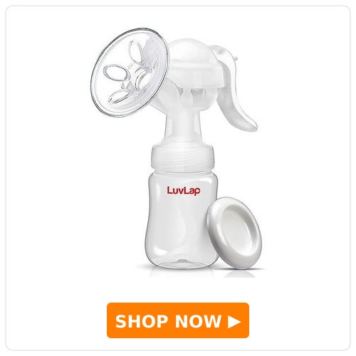 LuvLap Comfy Manual Breast Pump with 3-Level Suction Adjustment, Silicone Massage Cushion for Comfort, Ergonomic Handle for Easy Use, BPA Free Materials for Safety