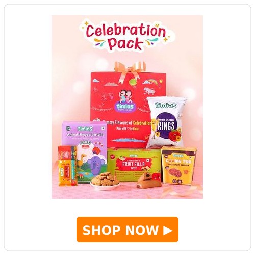 timios Gift Pack | Tomato & Cheese Rings | Apple Fruitfills | Nutty Bar | Zookers Apple | Cookie Tub - 560 g