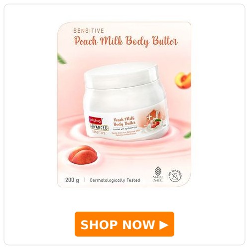 Babyhug Advanced Sensitive Peach Milk Butter Face and Body, Light Cream