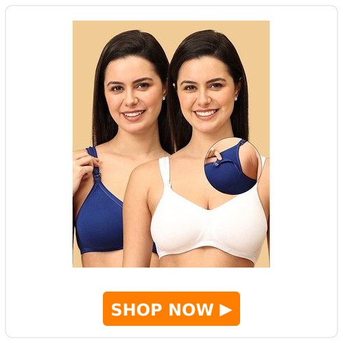 The Mom Store Cotton Elastane Sleeveless Solid Nursing & Feeding Non Padded Bra