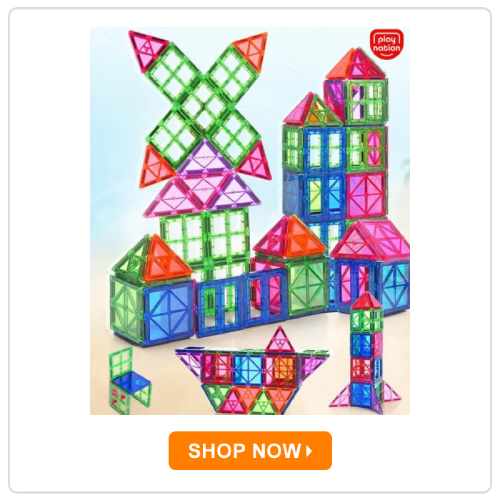 PlayNation Colorful Magnetic Tiles Construction Toy