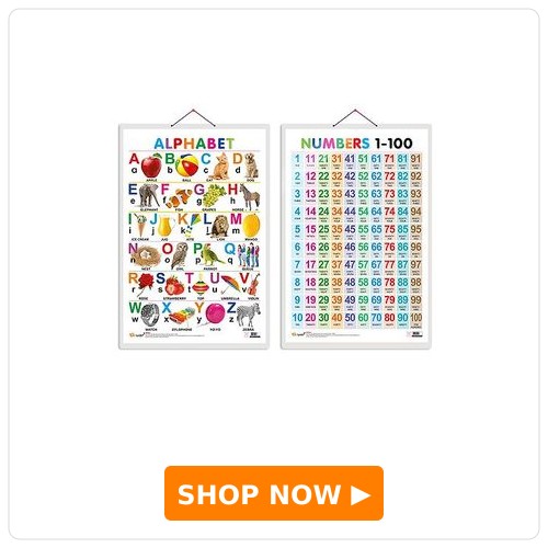 Alphabet and Numbers 1 to 100 Early Learning Educational Charts - English