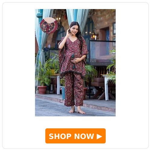Aujjessa Cotton Maternity Feeding Night Suit