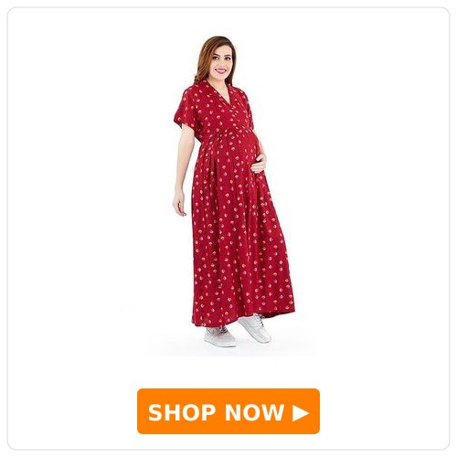 Lovely Mom's Half Sleeves Abstract Printed A Line Long Dress