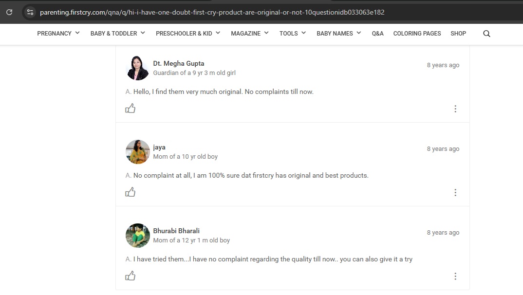 User exprience on firstcry products