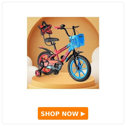 Jazz Rider Kids Bicycle with Storage Basket Bell & Training Wheels - Red & Blue