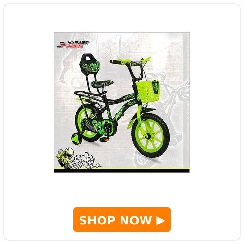 Hi-Fast Raider Kids Cycle for Age 2-5 Years with Training Wheels and 95% Pre Assembled 14 T Road Cycle - Green