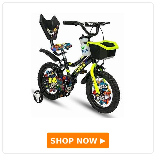 Vesco Cycles BUD14T Kids Cycle for Boys & Girls 14T Cycle for Kids | Balance Wheel |Back Rest & Rigid Fork 9 Inch Frame Size Ideal for Ages 3-6 Years Black