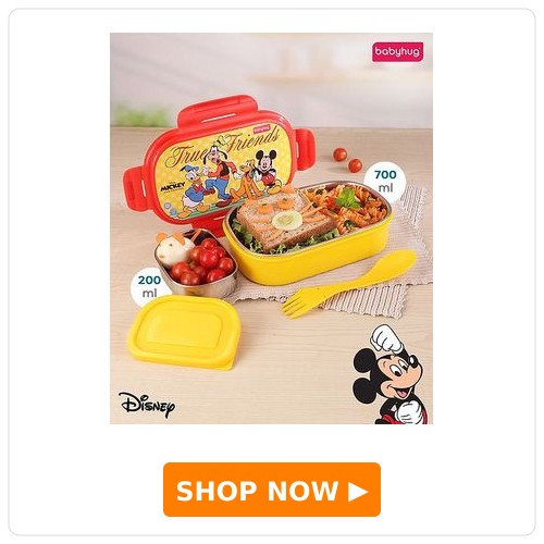 Babyhug Disney Mickey & Friends Stainless Steel Lunch box Babyhug Disney Mickey & Friends Stainless Steel Lunch box