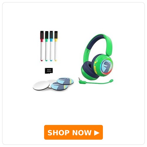 WatchOut Galaxy Kids Headphone with Safe Sound as Per WHO Free Learning Audio Stories DIY Magnets Bluetooth + Wired Mic for School Travel - Green Dino WatchOut Galaxy Kids Headphone with Safe Sound as Per WHO Free Learning Audio Stories DIY Magnets Bluetooth + Wired Mic for School Travel - Green Dino