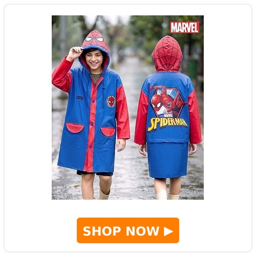 Pine Kids Marvel Full Sleeves Hooded Spider-Man Raincoat Pine Kids Marvel Full Sleeves Hooded Spider-Man Raincoat