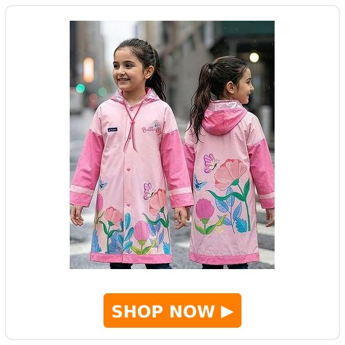 Pine Kids Full Sleeves Hooded Butterfly Raincoat Pine Kids Full Sleeves Hooded Butterfly Raincoat