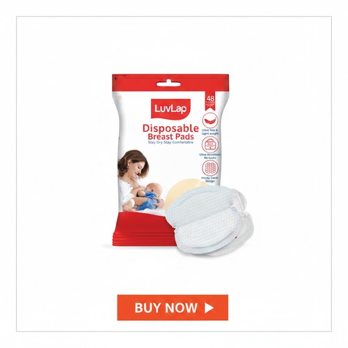 LuvLap Ultra Thin Honeycomb Nursing Breast Pads, 48pcs, Disposable, Highly Absorbent & Soft, White image