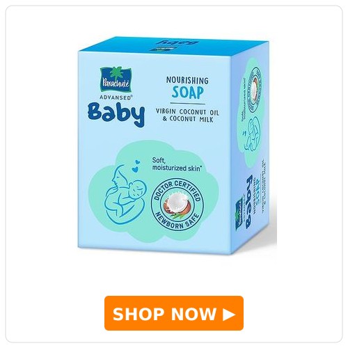 Parachute Advansed Baby Soap for Newborn Babies Doctor Certified Ph 5.5 Virgin Coconut Oil & Coconut Milk Prevents Dryness - 75g x 3