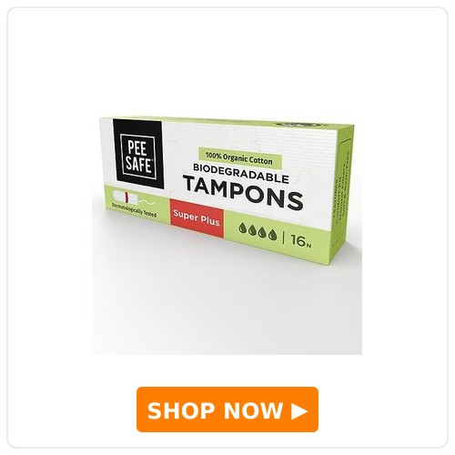 Pee Safe 100% Organic Cotton Biodegradable Super Plus Tampons - 16 Pieces