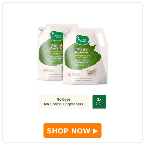 Mother Sparsh Baby Plant Powered Baby Laundry Liquid Detergent Pack of 2 - 2.2 L Each