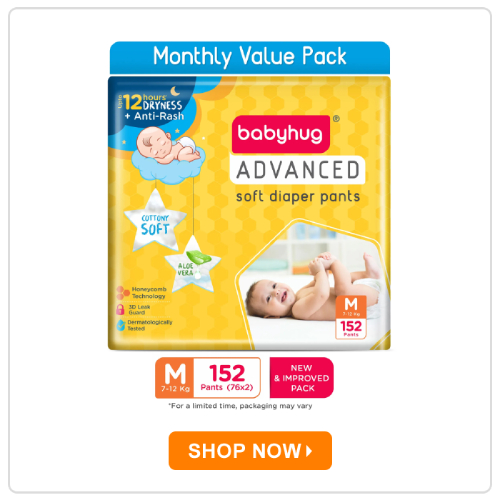 Babyhug Advanced Pant Style Diapers Medium (M) Size Monthly Box Pack Babyhug Advanced Pant Style Diapers Medium (M) Size Monthly Box Pack