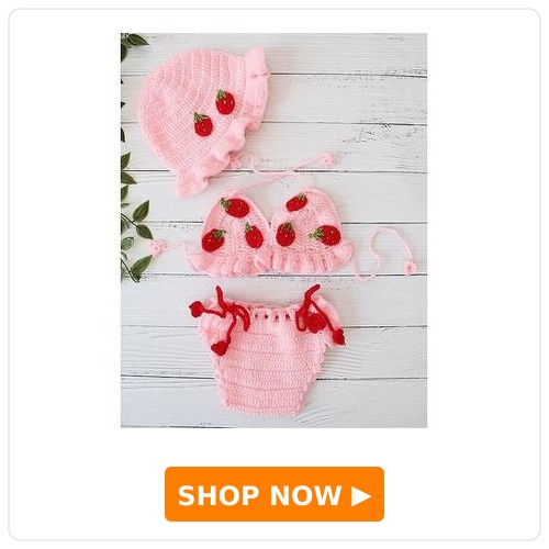 Woonie Strawberry Design Crochet Baby Photoshoot Prop