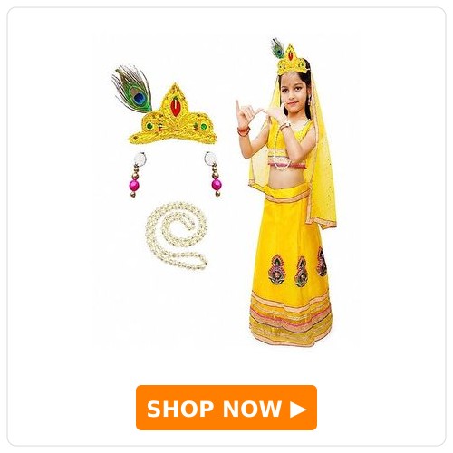 Radha Fancy Dress Set With Mala & Earrings Radha Fancy Dress Set With Mala & Earrings