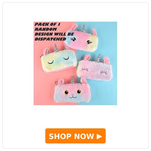 SCHOOLISH Cotton Unicorn Horn Ear Fur Pencil Pouch SCHOOLISH Cotton Unicorn Horn Ear Fur Pencil Pouch