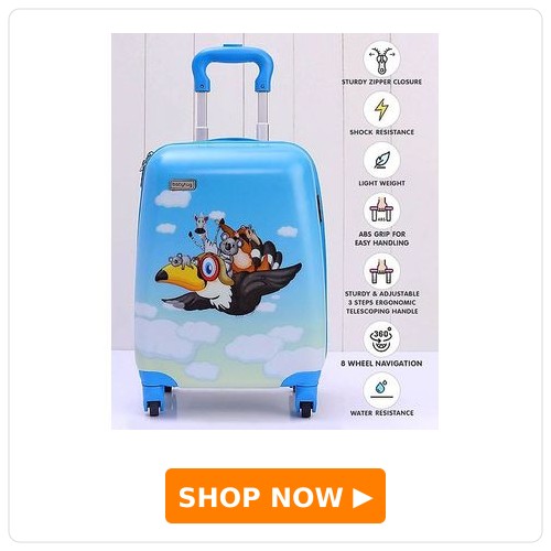 Babyhug Kid's Trolley Babyhug Kid's Small 1 Day Trip Trolley Bag Bird Print - 18 Inches| Shock Resistant| Telescopic Handle| Water Resistant| Easy Zipper Closure| Durable Wheels