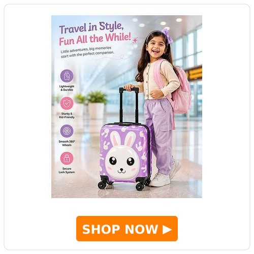 Kids Luggage Bag Kids Luggage Bag with 3D Bunny Applique Purple - 13 Inches