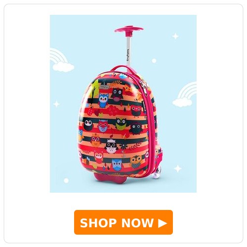 Babyhug Trolley Bag Babyhug Trolley Bag Owl Print Dark Pink -16 Inches