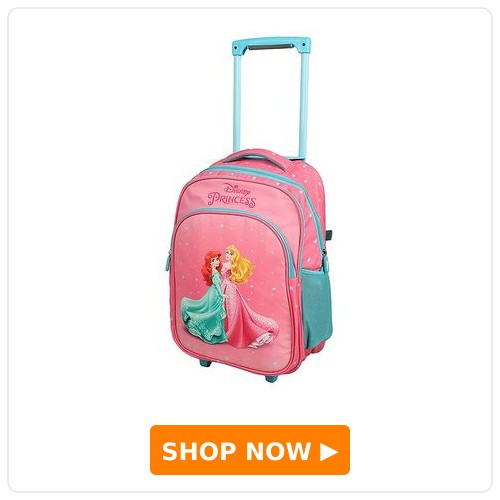Novex Disney Backpack Novex Disney Kids Princess Backpack Trolley with 2 Wheel (Pink, 16') Kids School Bag