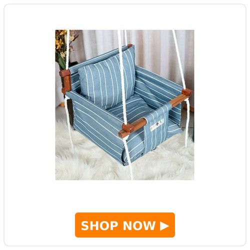 New Comers Garden Swing for Kids with 2 Pillows Stripe Print - Blue White