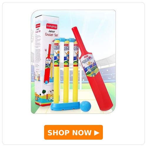 Babyhug Junior Cricket Set - Red & Yellow | Lightweight & Durable | Perfect Outdoor Play & Sports Training | Enhance Team Play & Coordination | BIS Certified