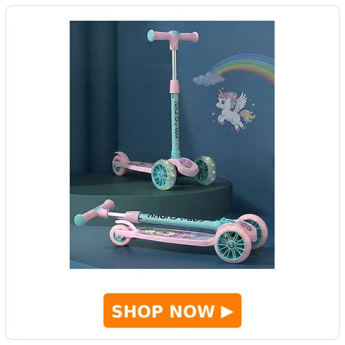 3-Wheel Foldable Kids Scooter with LED Lights & PU Wheels Pink & Blue|3 Level Height Adjustments| Compact Fold|Lean-to-Steer| Toy for 3+ yrs Boys&Girls| Gifting Option| Physical Activity