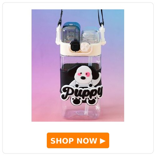 Puppy Dual Straw Sipper Bottle 550ml - Black| BPA Free| Leak-Resistant & Freezer Safe| Ideal for School, Home & Travel| for School Going Boys & Girls