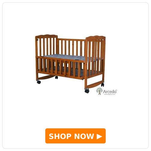 Arcedo Crest Wooden Baby Cot Honey - Brown