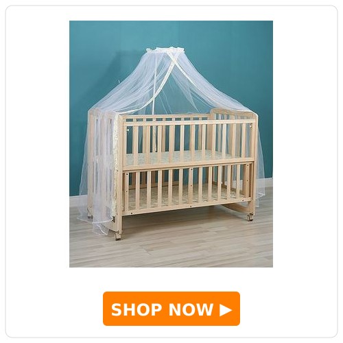 5 in 1 Foldable Baby Cot with Rocking Function, Parent Bed Attachment, Study Table, Storage, Mosquito Net & Foldable Design - Non-Toxic Finish - Sustainable New Zealand Pinewood - Convertible & Space-Saving - Ideal for 0 to 3 Years - Beige