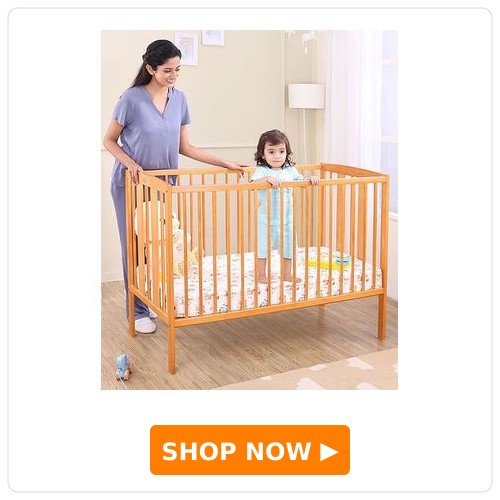 Babyhug Malmo Wooden Cot with 3 Level Height Adjustment & Plug and Play Assembly Natural| Solid Pinewood