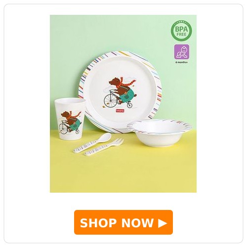 Babyhug Feeding Set Printed Multicolor Set of 5 (Print May Vary)