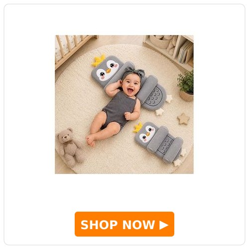 Ortis Newborn Baby Pillow Slide Support Adjustable Soft & Comfortable Sleep Pillow - Grey