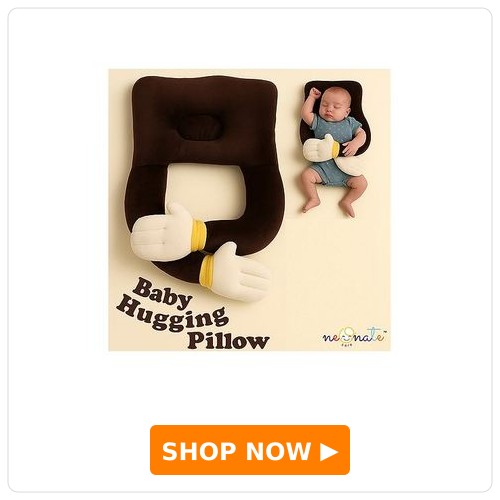 NeonateCare Baby Hugging Pillow for Head Shaping|Neck Support New Born Baby Infant Soft,Plush Pillow - Brown Hugging Pillow