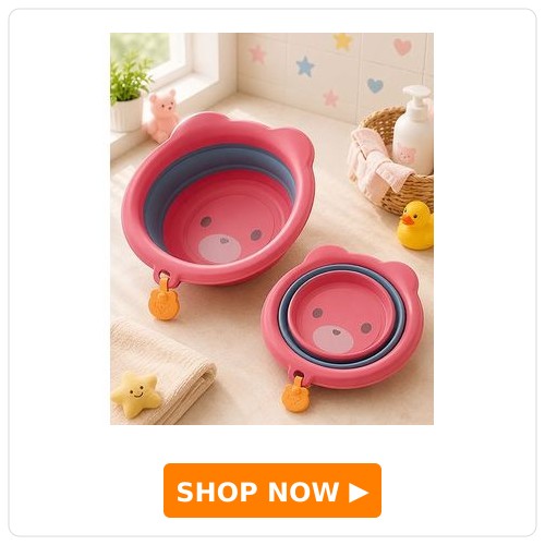 Portable Bathroom Wash Basin with Teddy Print Portable Bathroom Wash Basin with Teddy Print