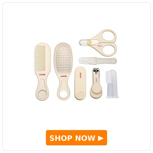 LuvLap 7-in-1 Baby Grooming Kit LuvLap 7-in-1 Baby Grooming Kit, Portable Newborn Grooming Essentials, Includes Finger Brush, Nail Scissors, Comb, Tweezer, and More, White