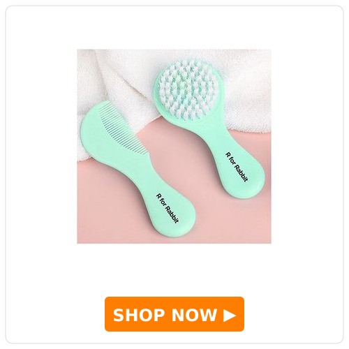 R For Rabbit Stylo Tiny Twirls Baby Hair Brush & Comb Set Travel Friendly - Sea Green
